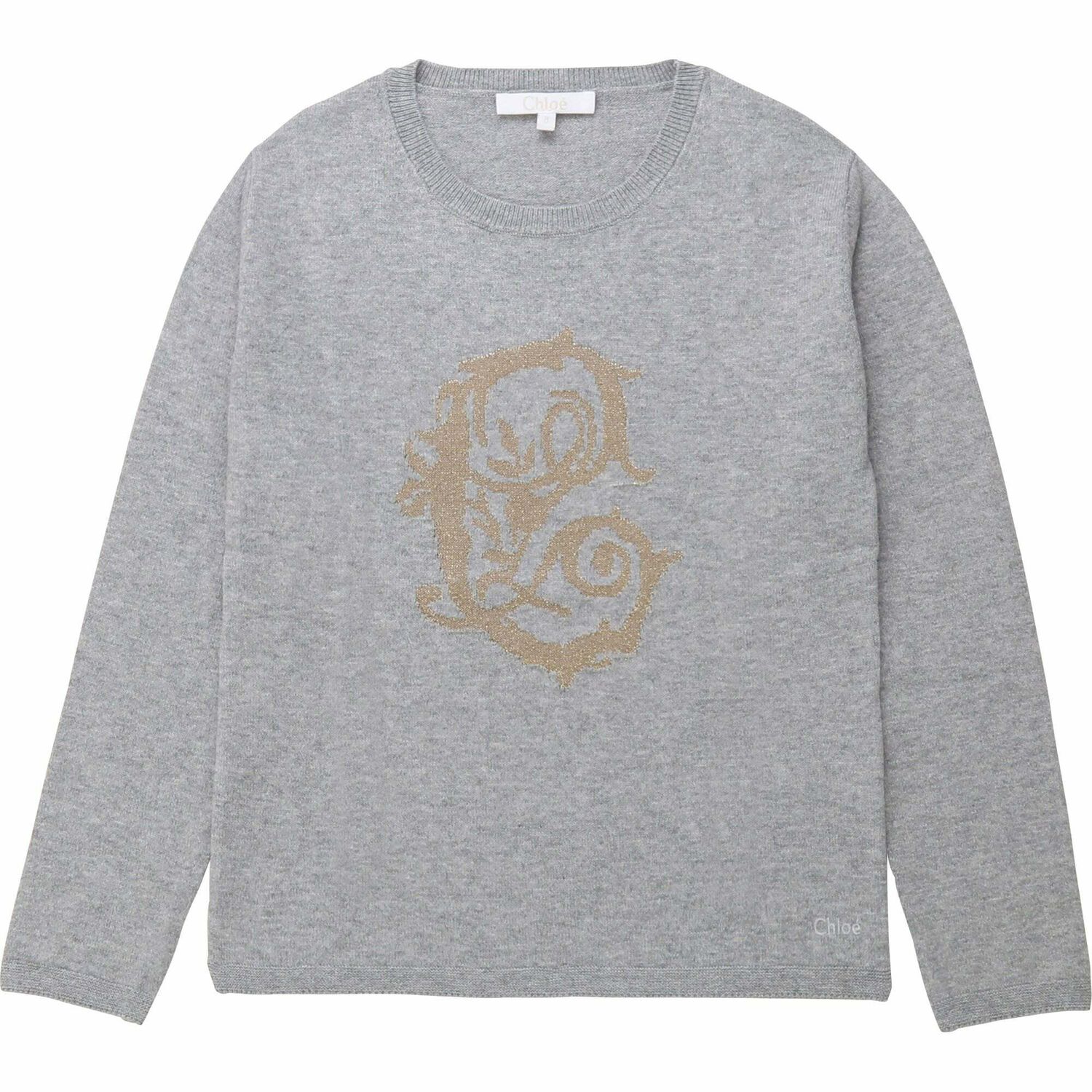 Baby Girls Grey Knitted Jumper, 1, hi-res