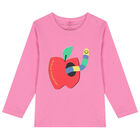 Younger Girls Pink Apple Long Sleeve Top, 1, hi-res