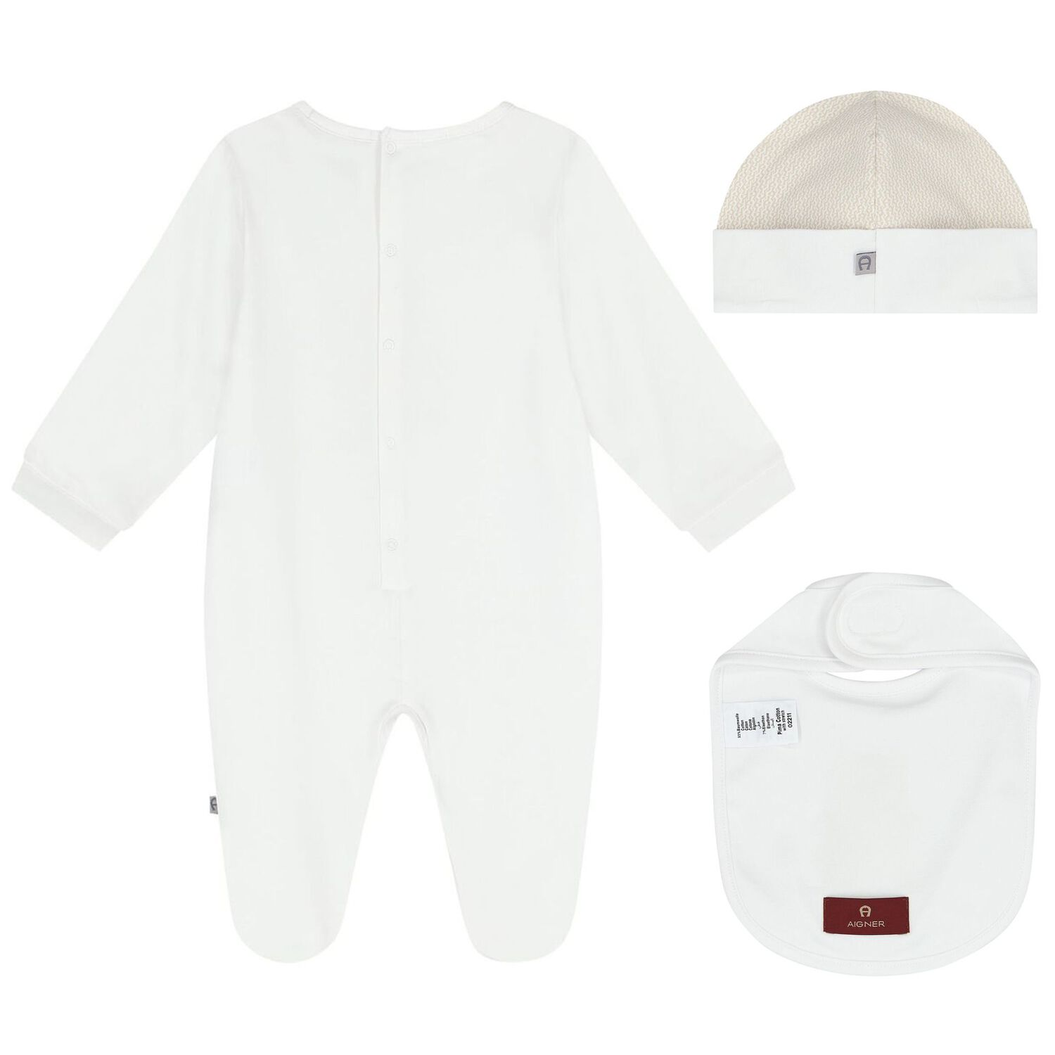 White Teddy Bear Logo Babygrow Set, 1, hi-res image number null