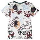 Boys White & Burgundy Logo T-Shirt, 4, hi-res
