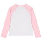 Girls White & Pink Logo Long Sleeve Top, 1, hi-res
