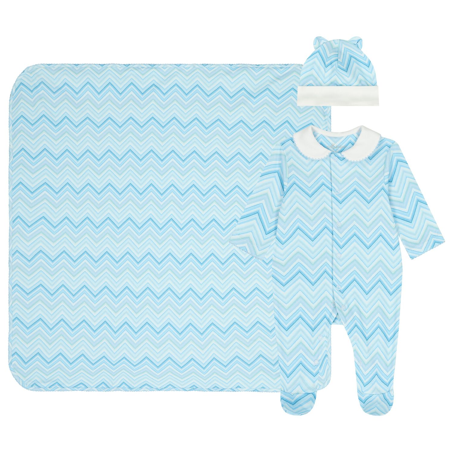 Baby Boys Blue Zig Zag Babygrow Gift Set  , 1, hi-res