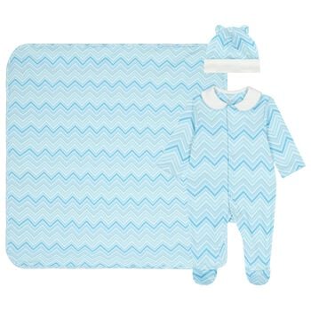 Baby Boys Blue Zig Zag Babygrow Gift Set  