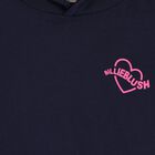 Girls Navy Blue Heart Hooded Top, 1, hi-res