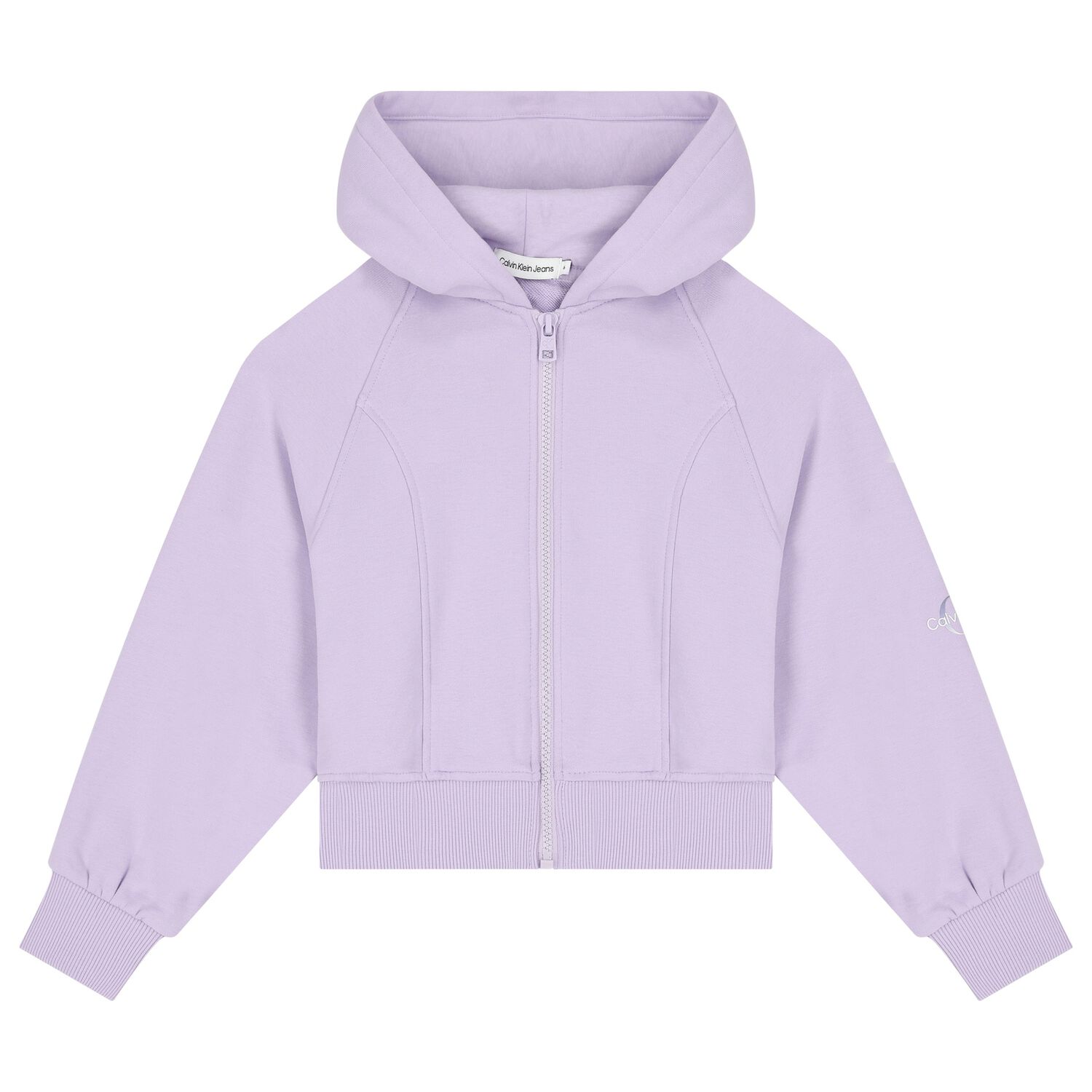 Girls Purple Logo Hooded Zip Up Top, 1, hi-res