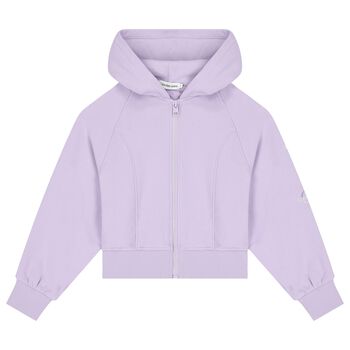 Girls Purple Logo Hooded Zip Up Top