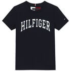 Boys Navy Logo Cotton T-Shirt, 1, hi-res