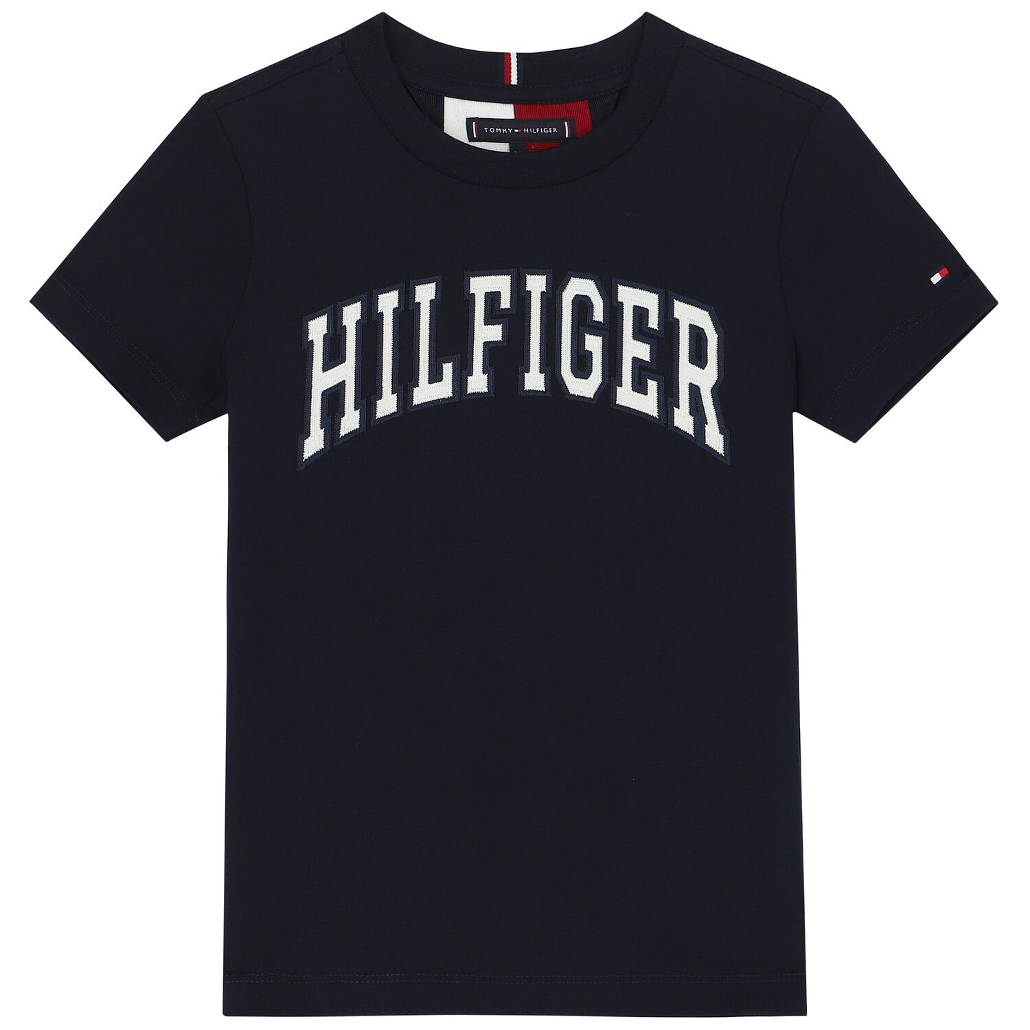 Boys Navy Logo Cotton T-Shirt, 1, hi-res