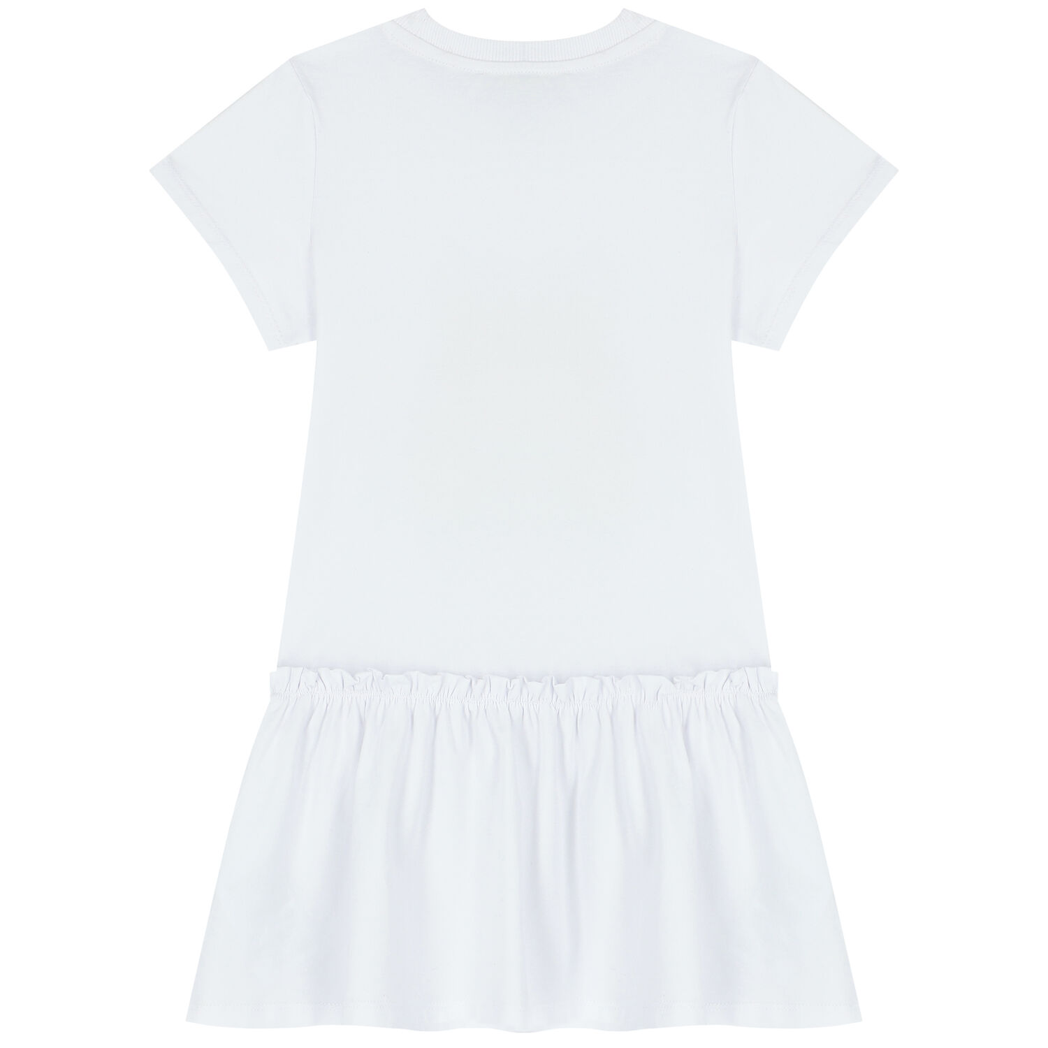 Girls White Teddy Bear Logo Dress, 1, hi-res image number null
