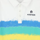 Younger Boys White Spray Paint Polo Shirt, 1, hi-res