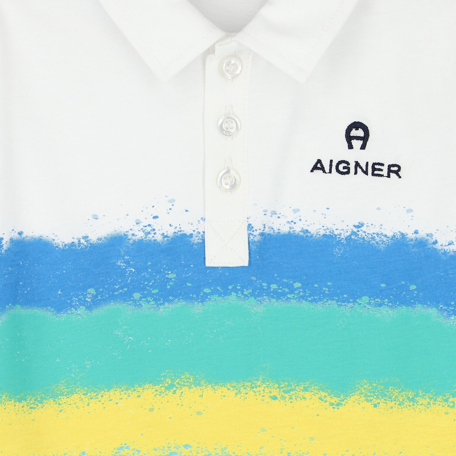 Younger Boys White Spray Paint Polo Shirt, 1, hi-res