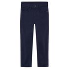 Boys Navy Blue Chino Trousers, 2, hi-res