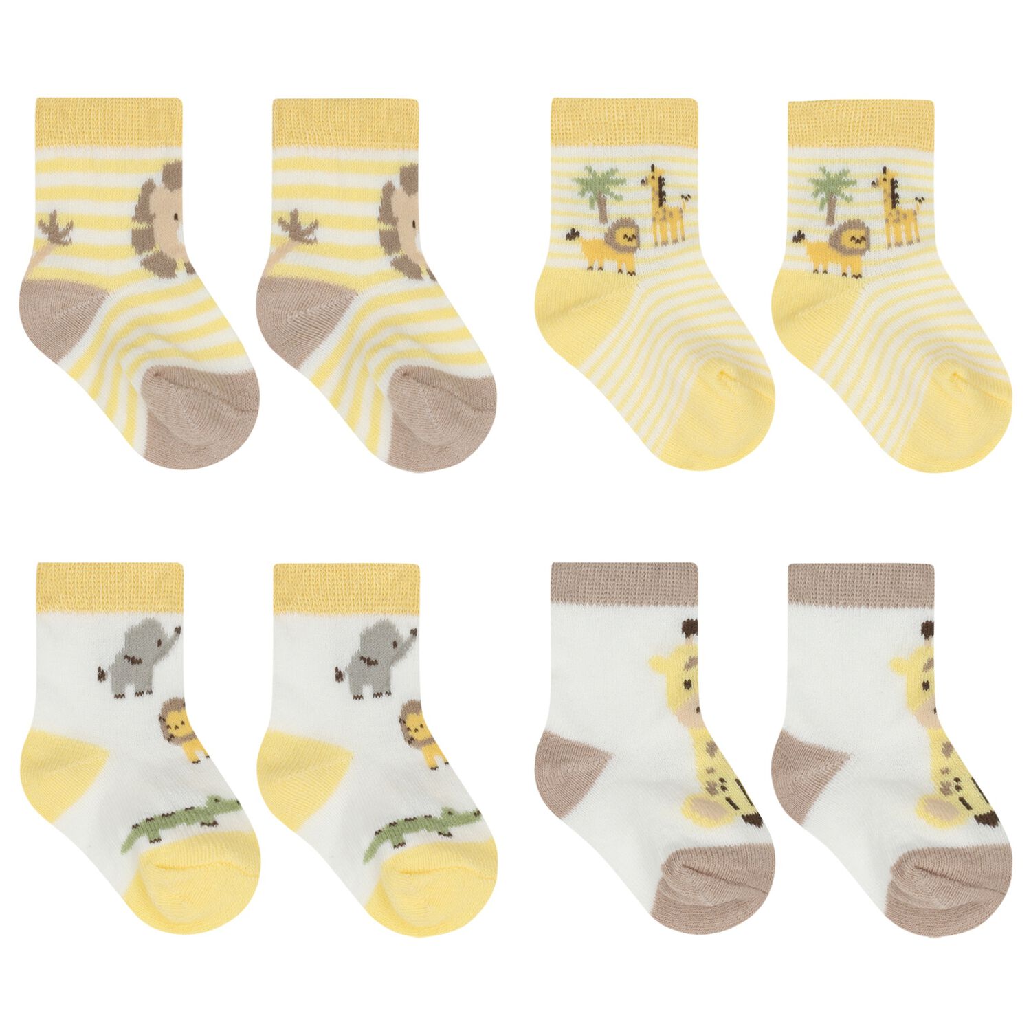 Baby Boys Yellow & White Socks ( 4-Pack ), 2, hi-res