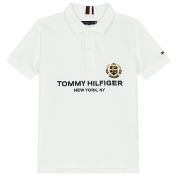 Boys White Logo Polo Shirt