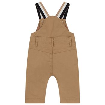 Baby Boys Beige Logo Dungaree