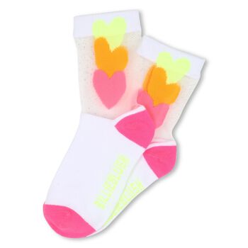 Girls White Hearts Socks