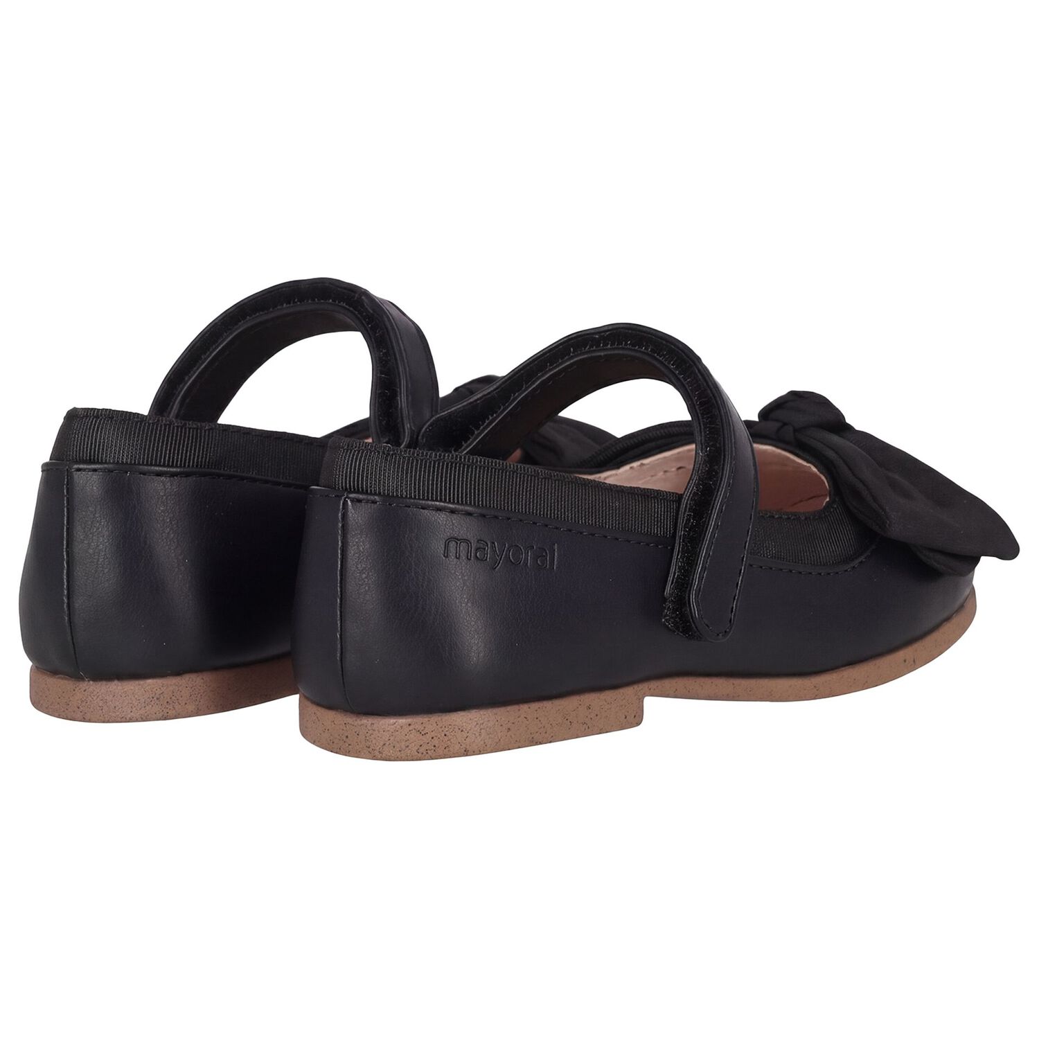Younger Girls Black Flower Shoes, 1, hi-res