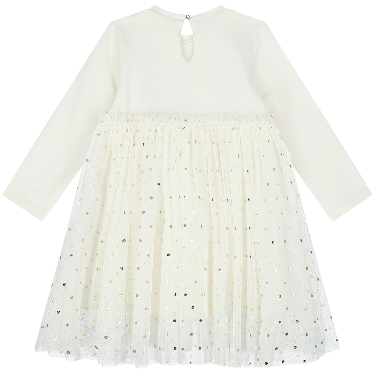 Girls Ivory & Gold Dress, 1, hi-res