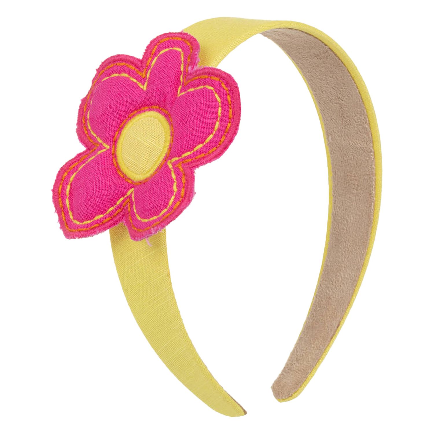Girls Yellow & Pink Flower Headband, 1, hi-res