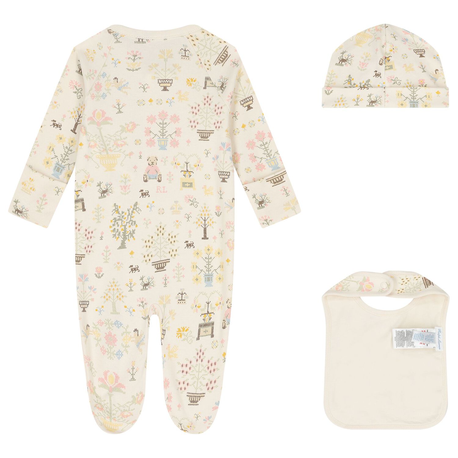 Baby Girls Ivory Floral Babygrow Gift Set, 1, hi-res