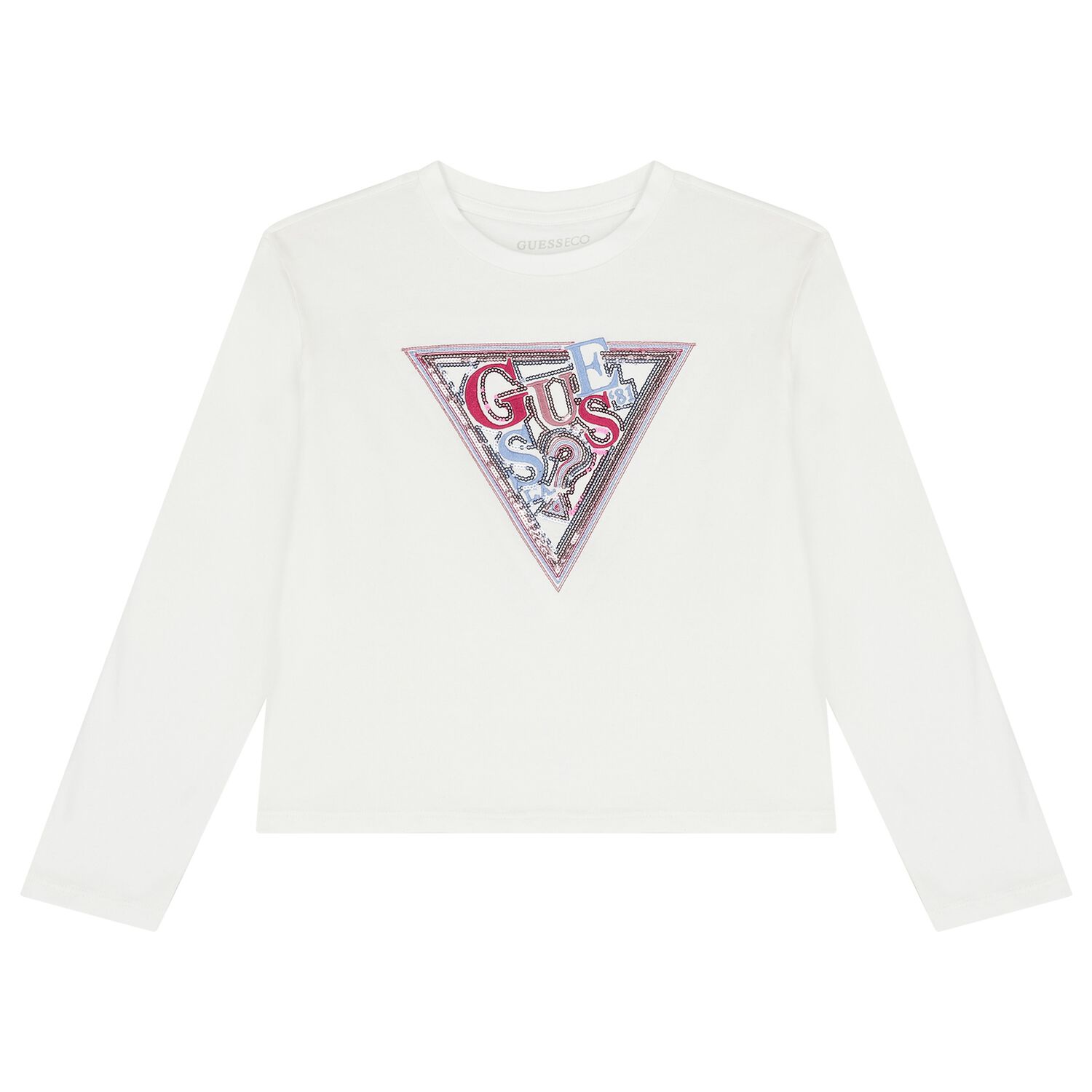 Girls White Embellished Logo Long Sleeve Top, 1, hi-res