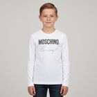 White Logo Embellished Long Sleeve Top, 1, hi-res