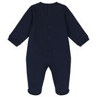 Baby Boys Navy & Gold Logo Babygrow, 3, hi-res