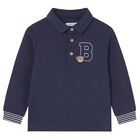Younger Boys White Teddy Bear Polo Shirt, 2, hi-res