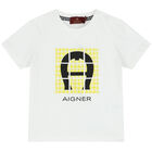 Younger Boys White Logo T-Shirt, 2, hi-res