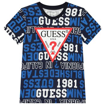 Guess Boys Navy Blue Logo T-Shirt, 4 Boys Navy Blue Logo T-Shirt