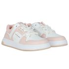 Girls Pink & White Logo Trainers, 1, hi-res