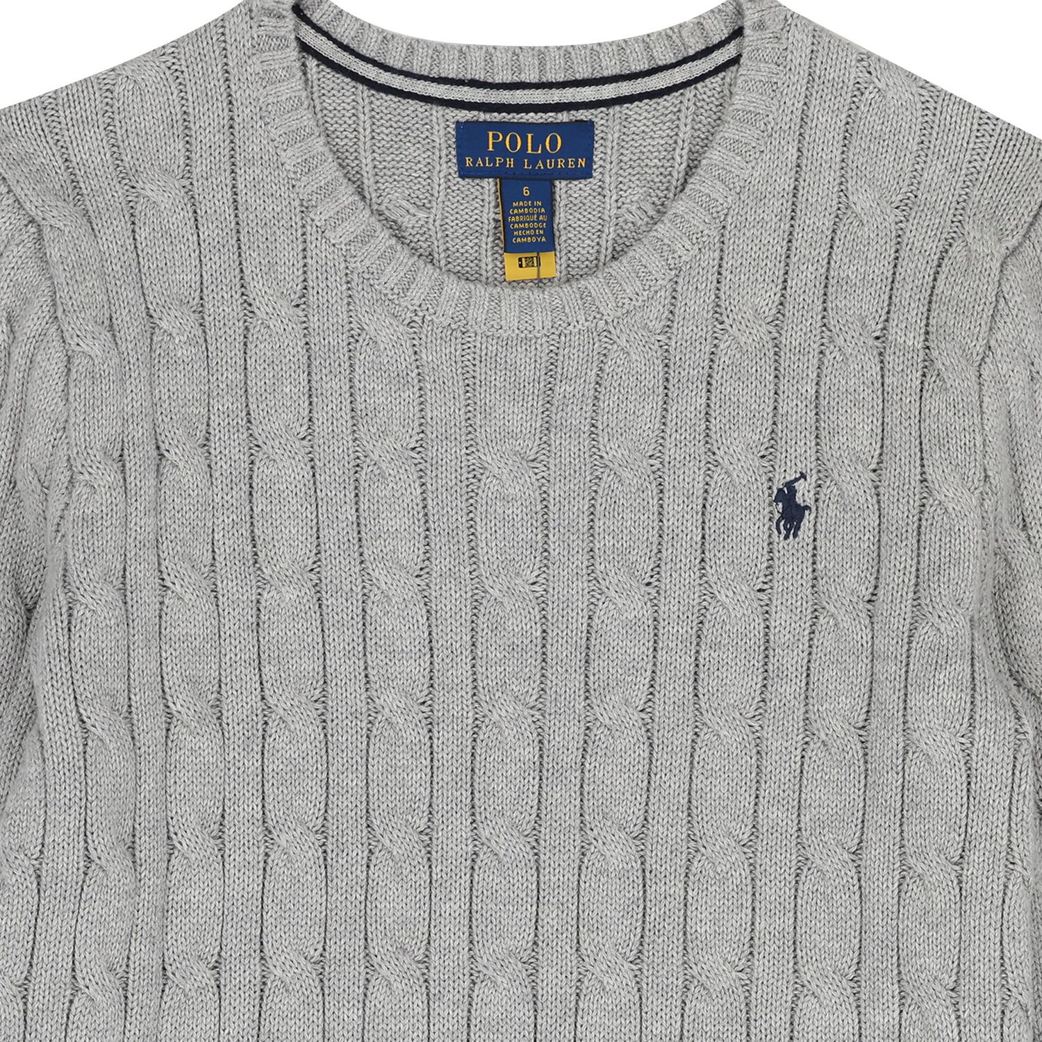Grey Logo Cable Knit Jumper, 1, hi-res image number null