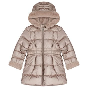Girls Metallic Pink Puffer Coat
