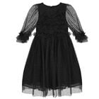 Girls Black Tulle Dress, 1, hi-res