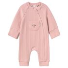 Baby Girls Pink Ribbed Romper, 2, hi-res