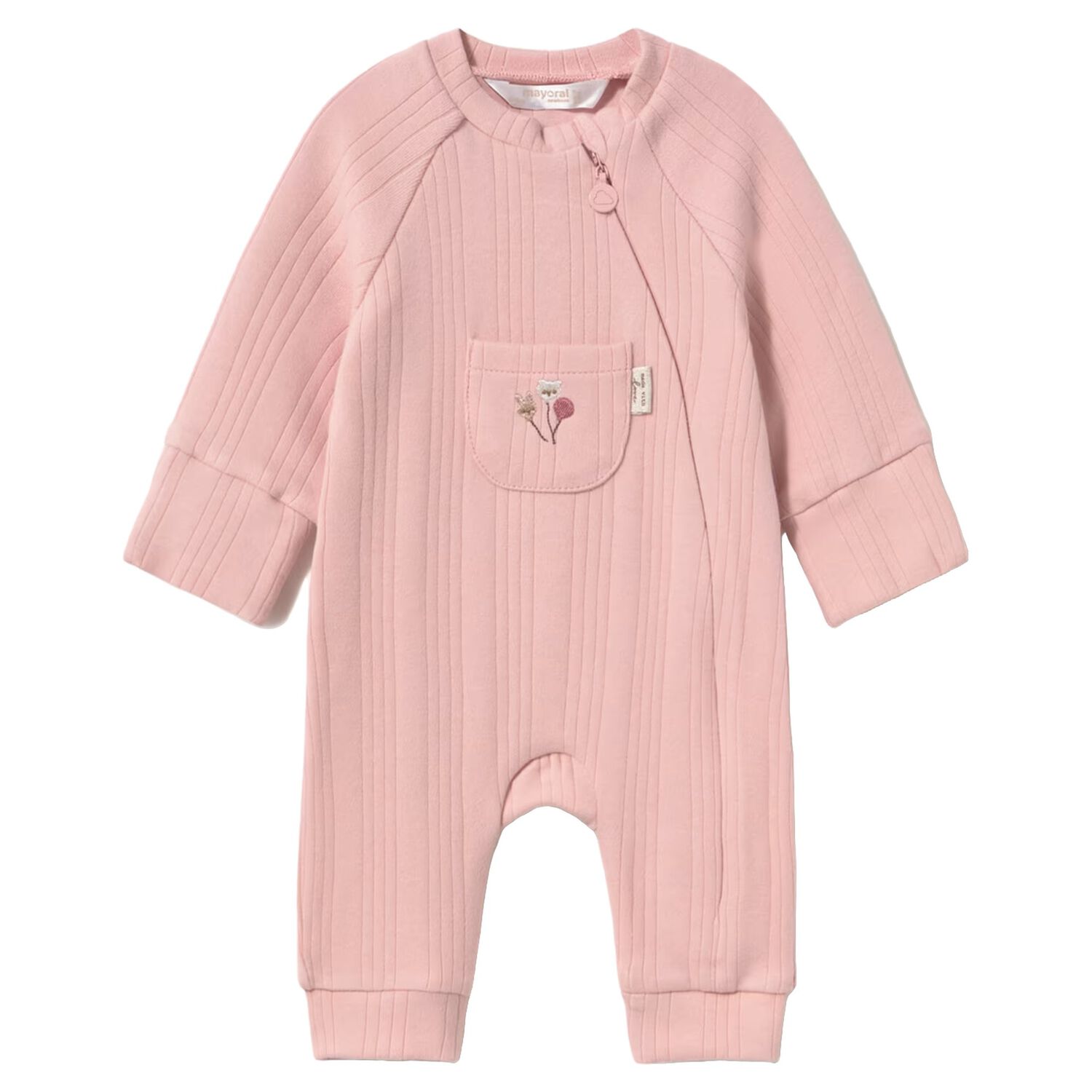 Baby Girls Pink Ribbed Romper, 2, hi-res