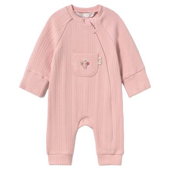 Baby Girls Pink Ribbed Romper