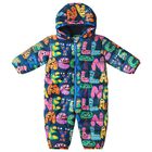 Baby Boys Navy Blue Monster Snowsuit, 1, hi-res