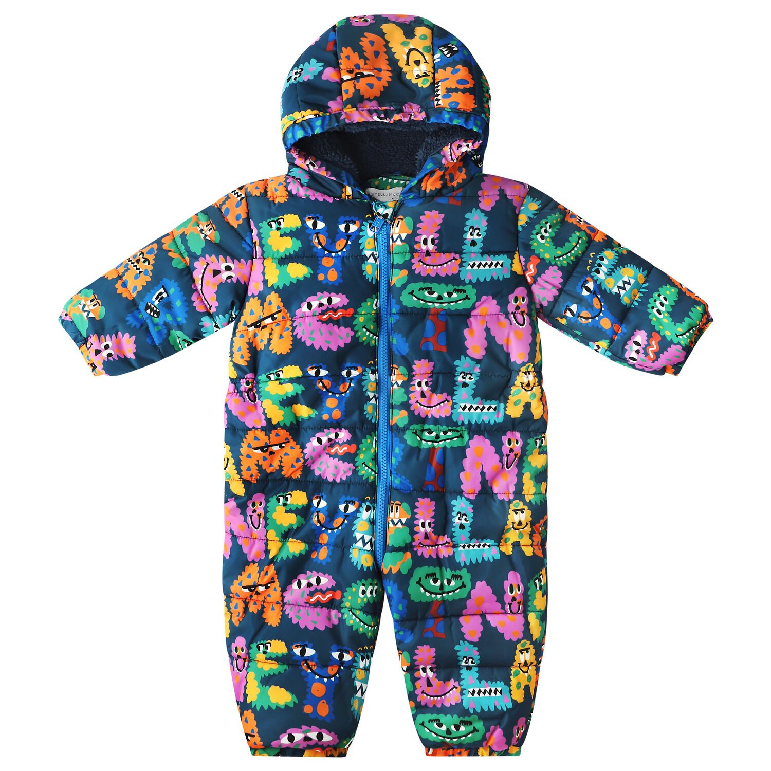 Baby Boys Navy Blue Monster Snowsuit, 1, hi-res image number null