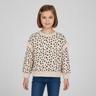 Girls Beige Heart Print Sweatshirt , 1, hi-res