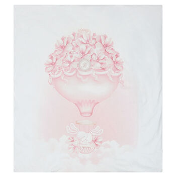 Baby Girs White & Pink Hot Air Balloon & Floral Blanket
