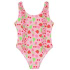 Girls Pink Fruits Ruffled Swimsuit, 1, hi-res
