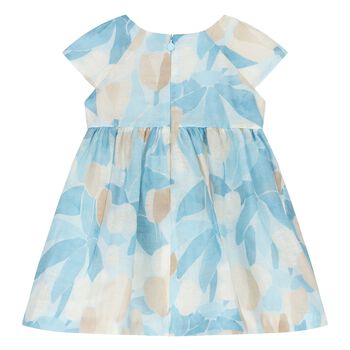 Younger Girls Ivory & Blue Floral Dress