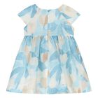 Younger Girls Ivory & Blue Floral Dress, 1, hi-res