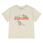 Younger Boys Beige, Ivory & Green Shorts Set, 3, hi-res