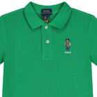 Boys Green Polo Bear Polo Shirt, 1, hi-res
