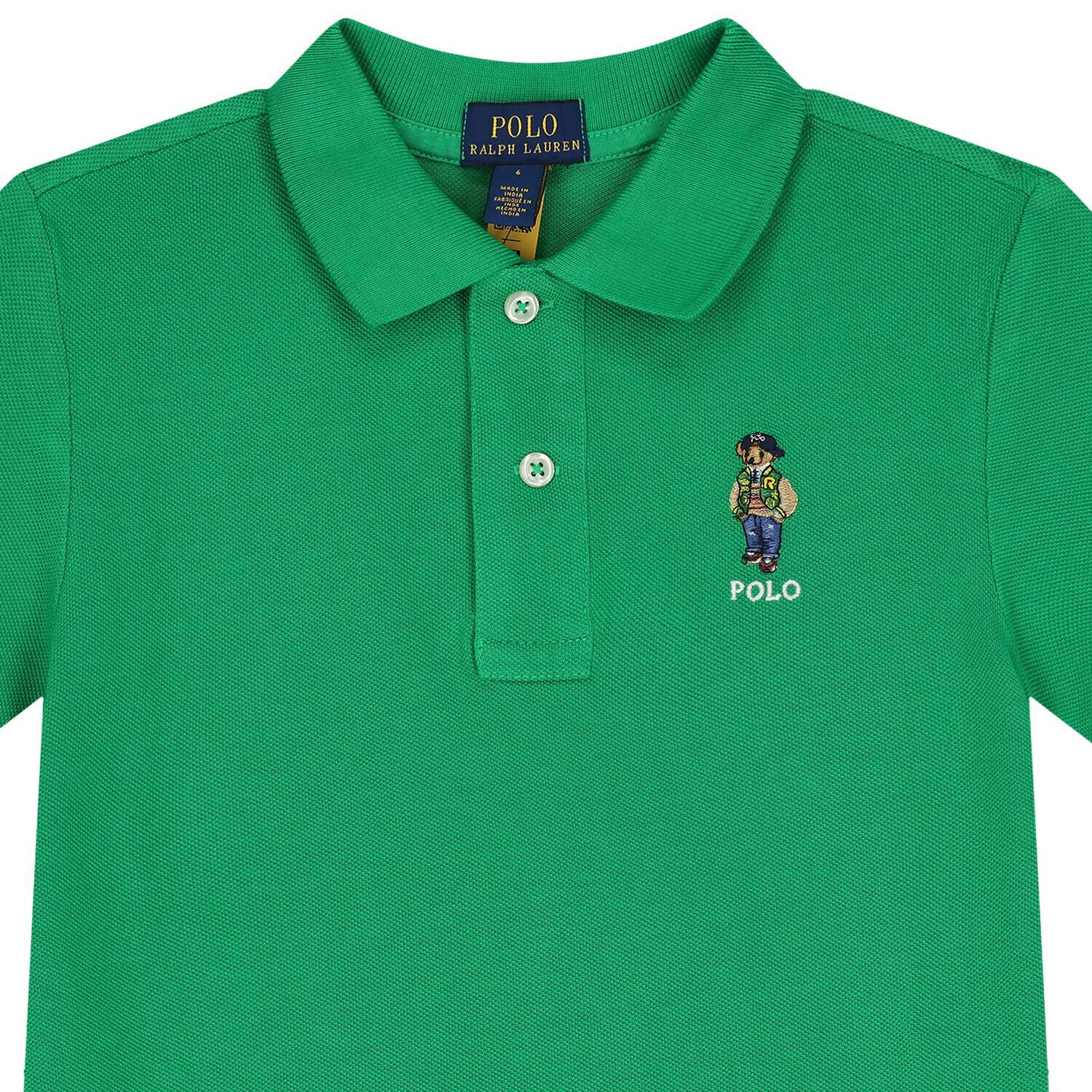Boys Green Polo Bear Polo Shirt, 1, hi-res image number null
