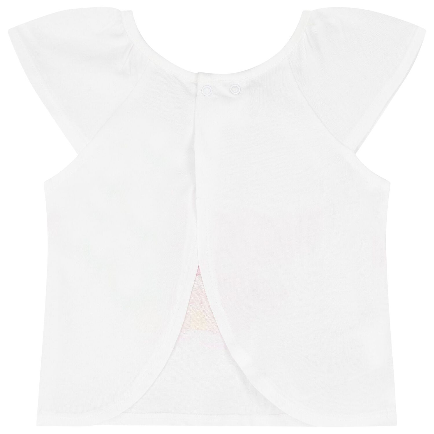 Younger Girls White & Pink Shorts Set, 1, hi-res