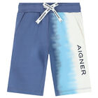 Younger Boys Blue & White Logo Shorts, 2, hi-res