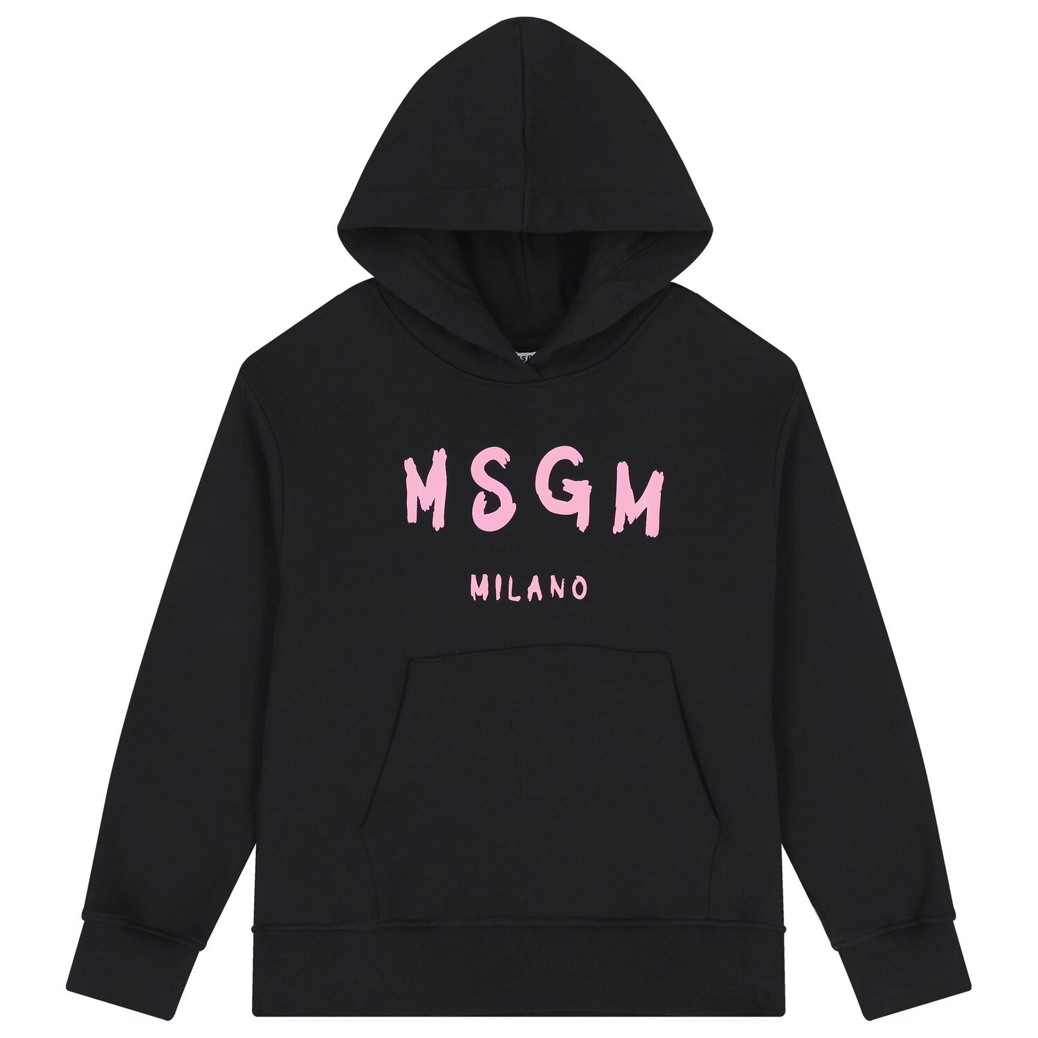 Girls Black Logo Hooded Top, 3, hi-res